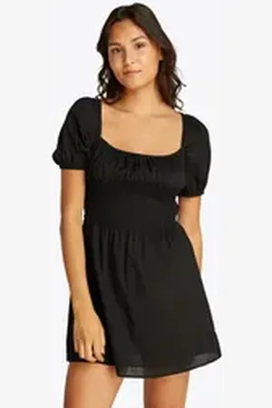 Tommy Hilfiger Babydollkleid TJW COTTON VOILE MINI DRESS EXT in Mini-Länge, mit Raffungen schwarz XL (42)