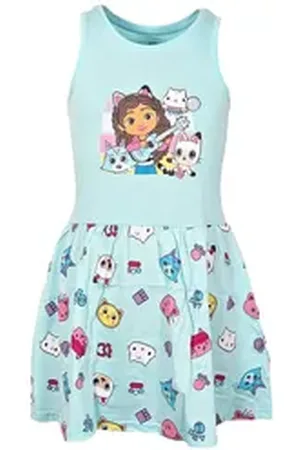 Gabbys Dollhouse Sommerkleid Gabbys Dollhouse Kinder Mädchen kurzarm Kleid Sommerkleid 100% Baumwolle, Gr. 92 bis 128 blau 98