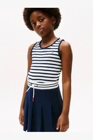 Tommy Hilfiger Tanktop ESSENTIAL RIB LACE TANK TOP mit Spitze, mit Logostickerei blau 10 (140)