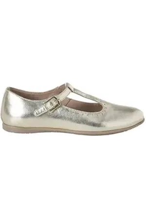 Vertbaudet Mädchen Leder-Ballerinas in Metallic-Optik Ballerina gelb 38 EU