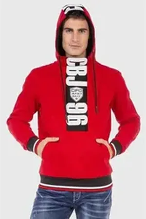 Cipo & Baxx Kapuzenpullover Sweatshirts mit Markenprint rot S