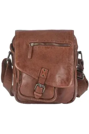 Greenburry Umhängetasche Vintage Washed, Schultertasche 25x28cm, Messengerbag, Herrentasche, weiches Leder braun