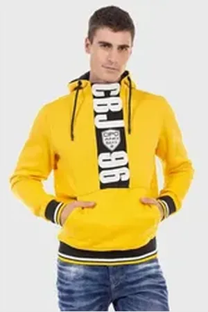 Cipo & Baxx Kapuzenpullover Sweatshirts mit Markenprint gelb XL