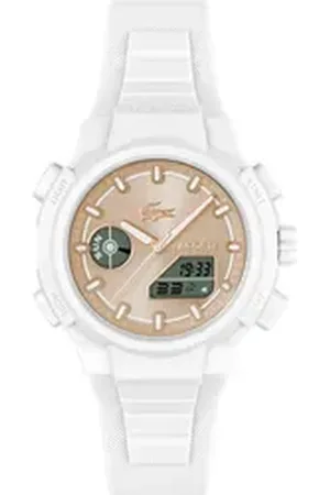 Lacoste Quarzuhr LC33 2001430, Armbanduhr, Damenuhr, Silikonarmband, analog, digital, Stoppfunktion weiß