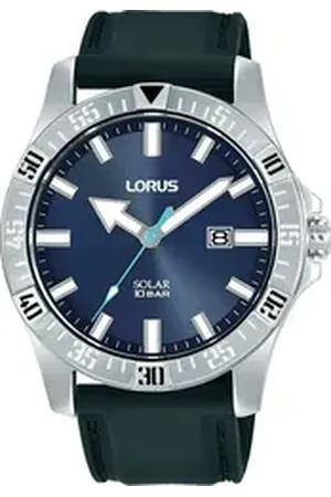 Lorus Solaruhr RX383AX9, Armbanduhr, Herrenuhr, Silikonarmband, analog, Datum, Leuchtindizes schwarz