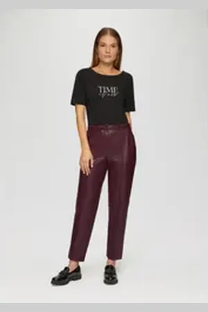 QS by s.Oliver BLACK LABEL 7/8-Hose Regular: Cigarette Pants aus Lederimitat rot 42
