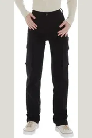 Ital-Design Cargohose Damen Freizeit (86746076) Stretch Stoffhose in Schwarz schwarz S/36