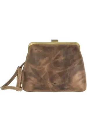 Greenburry Umhängetasche "Vintage" Leder, used Look, Schultertasche, für Damen, Handtasche mit Bügelverschluss braun