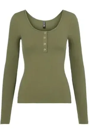 Pieces® Langarmshirt Kitte (1-tlg) Plain/ohne Details grün XL