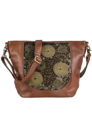 Billy The Kid Umhängetasche Zari, Schultertasche, Damentasche, Handtasche, Lammnappa braun