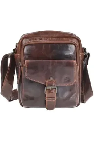 Greenburry Umhängetasche "Rugged" Herrentasche Leder 21x22cm teak braun, Schultertasche braun