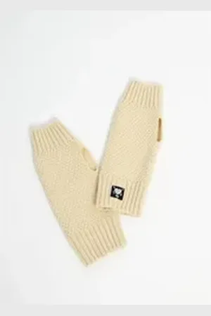 Blutsgeschwister Strickhandschuhe fingerlos - hochwertige Damenhandschuhe weiß
