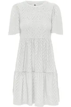 JACQUELINE DE YONG Shirtkleid Kleid mit Lochstickerei JDYCARLA (lang) JDYCARLA CATHINKA S/S DRESS JRS ATK schwarz|weiß S