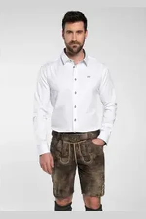 SPIETH & WENSKY Shorts Lederhose "Freud" (1-tlg) Lederhose mit Gürtelschließe, Hirschkopfmotiv braun 54