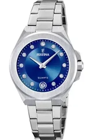 Festina Quarzuhr Mademoiselle F20700/5, Armbanduhr, Damenuhr, Edelstahlarmband, analog, Tag, Zirkonia (synth) silberfarben