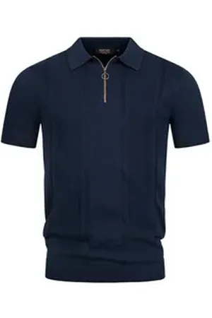 INDICODE Poloshirt INSago Kurzarm-Poloshirt mit Reißverschluss blau L