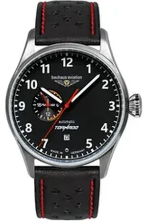 Bauhaus Automatikuhr Aviation Herrenuhr Automatik mit 24h-Anzeige und Lederarmband
