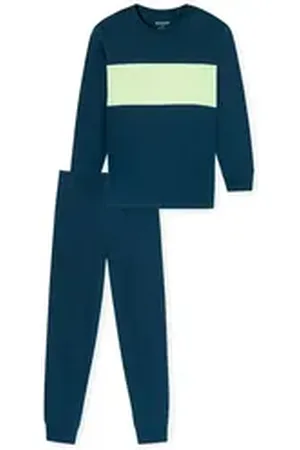 Schiesser Pyjama Jungen Pyjama Baumwolle (2 tlg) blau|bunt|grün 152