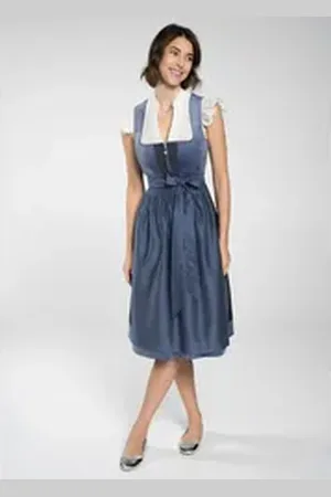 SPIETH & WENSKY Dirndl Dirndl "Frances" (1-tlg) Elegante Stoffkombination blau 30 Damen