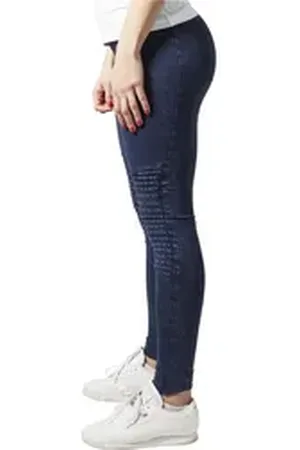 Urban classics Leggings Ladies Denim Jersey Leggings (Leggings, Leggings) Waschung in Denim-Optik blau XL