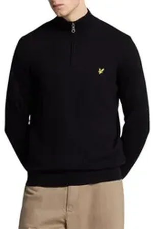 Lyle & Scott Stehkragenpullover Herren, Merinowolle, 1/4 Zip schwarz S
