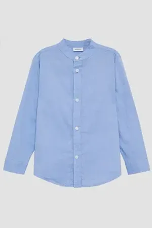 QS by s.Oliver Langarmhemd Slim Fit: Baumwoll-Hemd mit Stehkragen blau 104/110