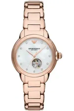 Emporio Armani Automatikuhr AR60072, Armbanduhr, Mechanische Uhr, Damenuhr, Edelstahlarmband goldfarben