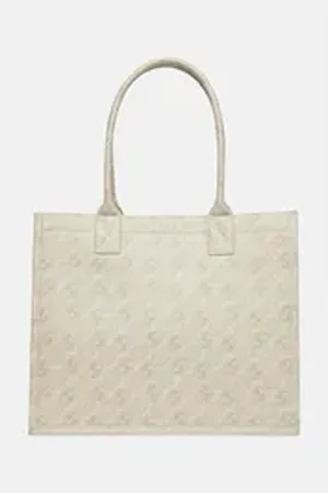 Comma, Comma Tragetasche Shopper aus Canvas mit Icon-Print, Tragehenkel beige