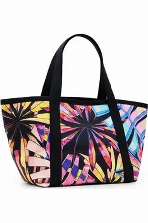 Desigual Umhängetasche Damen Shopper Tropical Beach Merida REV schwarz (1, 1-tlg., 1) schwarz