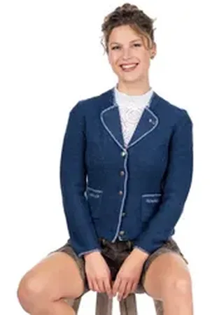 SPIETH & WENSKY Trachtenstrickjacke Trachten Strickjacke - AILEEN - jeansblau blau XXL