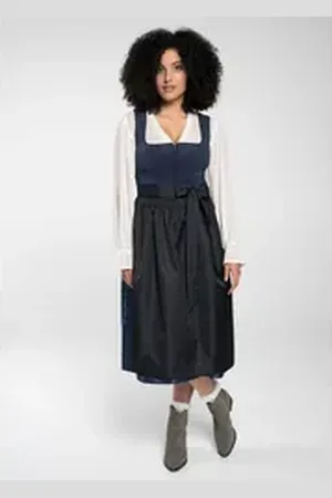 SPIETH & WENSKY Dirndl Dirndl "Felina" (1-tlg) Elegante Stoffkombination blau 30 Damen