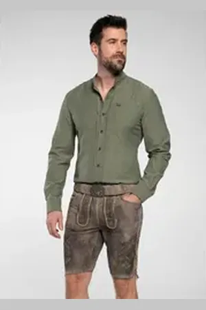 SPIETH & WENSKY Shorts Lederhose "Fürstenzell" (1-tlg) Edle Stickmotive und -farben braun 56