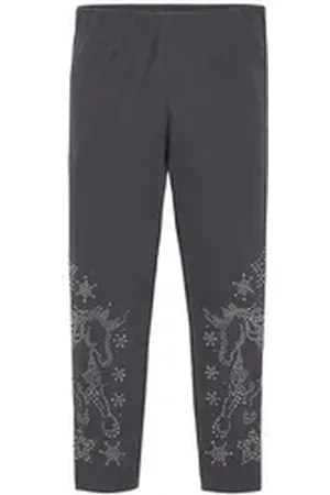 Kidsworld Leggings, Strass besezGLITZER PFERD Mit Glitzer Pferd verziehrt grau 92/98