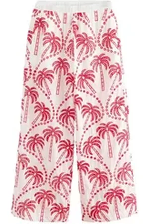 Next Palazzohose Hose mit Stickerei, Palme-Print und weitem Bein (1-tlg) rot 31