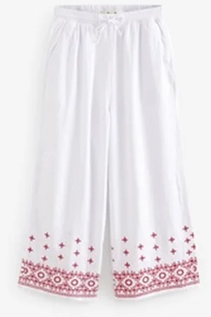Next Culotte Bestickte Culotte aus Leinengemisch (1-tlg) weiß 28