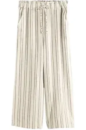 Next Palazzohose Gestreifte Hose mit weitem Bein 100 % Baumwolle (1-tlg) beige 31