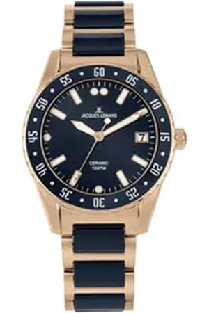 Jacques Lemans Keramikuhr Liverpool 42-10H, Quarzuhr, Armbanduhr, Herrenuhr, bis 10 bar wasserdicht, analog, Datum blau