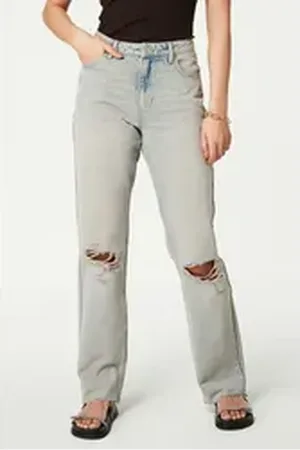 Next Straight-Jeans Gerippte Straight Fit Jeans (1-tlg) blau 31