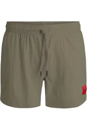 HUGO BOSS Badeshorts Dominica mit großem Marken-Patch am linken Bein braun L