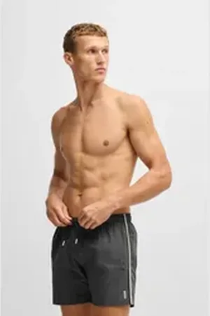 HUGO BOSS Badeshorts Iconic mit seitlichen Kontraststreifen grau S