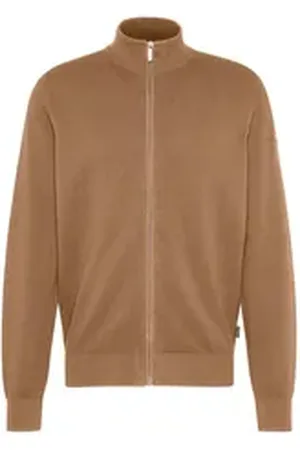 Bugatti Strickjacke 7600-95512 100 % Baumwolle mit modernem Stehkragen braun XL