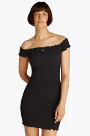 Tommy Hilfiger Jerseykleid TJW SMOCK BODYCON DRESS in Smok-Optik schwarz M (38)