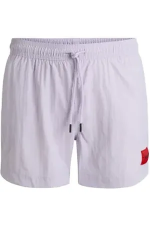 HUGO BOSS Badeshorts Dominica mit großem Marken-Patch am linken Bein lila M