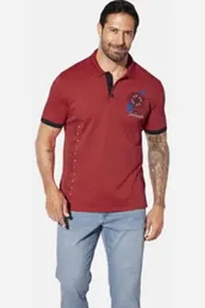 Jan Vanderstorm Poloshirt ARKHOLM mit seitlichen Schlitzen rot 4XL (68/70)