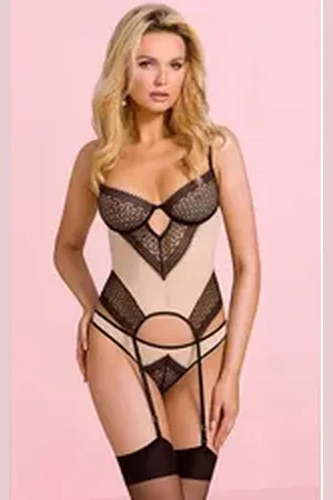 Casmir Corsage Strapscorsage mit Bügeln inkl. String beige|schwarz L/XL