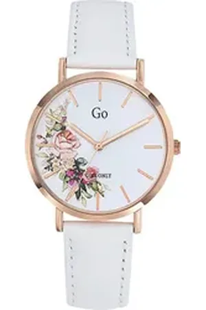 GO Girl Only Quarzuhr Damenuhr Leder weiß, (Analoguhr), Damenuhr rund, mittel (ca. 34mm), Lederarmband weiß, Elegant weiß