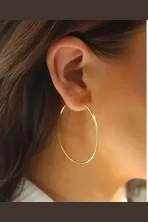 Golden Paar Creolen 14K Gold Creolen, große minimalistische 925 Silber Creolen, Geschenk silberfarben 24 mm