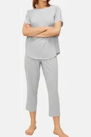 LOUIS FÈRAUD Féraud Pyjama Basic (Set, 2 tlg) Schlafanzug - Baumwolle - Set aus T-Shirt und 7/8-Hose grau 48