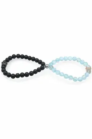 Eyecatcher Armkette Partner Armband-Set mit Kronen (2-teilig) blau|schwarz|weiß