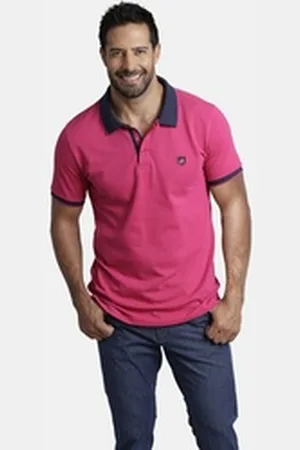 Jan Vanderstorm Poloshirt LAVRANS aus luftigem Baumwollpikee rosa 7XL (80/82)